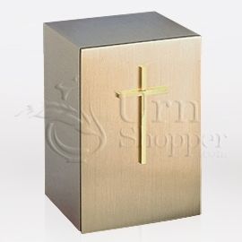 Cross Bronze Metal Keepsake Cremation Urn