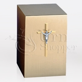 Crucifix Bronze Metal Keepsake Cremation Urn