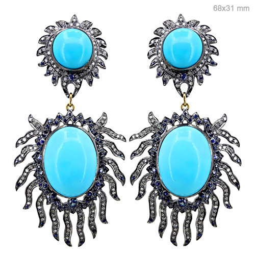 Diamond Gemstone Gold Earrings