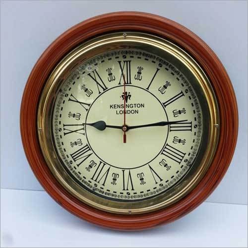 ANTIQUE STYLE ROUND WALL CLOCK WITH WOODEN FRAME