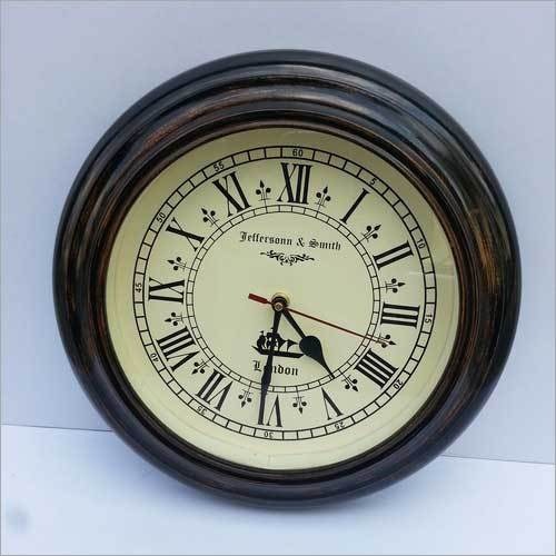 BEAUTIFUL 11.5ANTIQUE STYLE ROUND HANGING DARK BROWN WALL CLOCK 