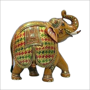 Wooden Painted Elephant Statue