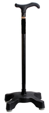 Stick Quadripod CRC - Metal with Plastic Handle, Black | Height Adjustable, Four Legs, Firm Grip, Durable Design