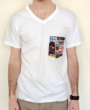 Men V neck pocket tshirt