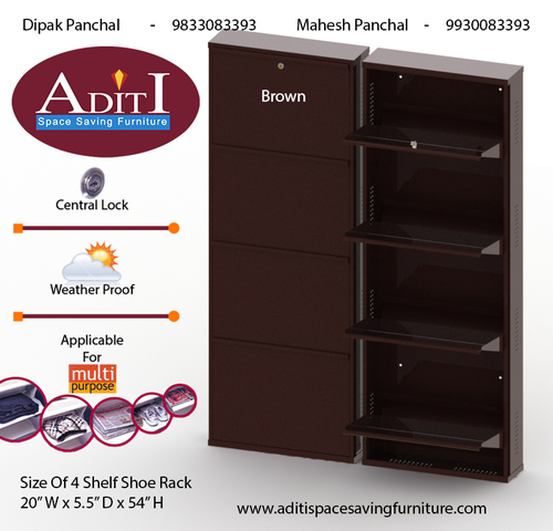 Wooden Color Metal Shoe Rack
