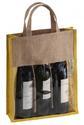 Three Bottle Jute Wine Bag
