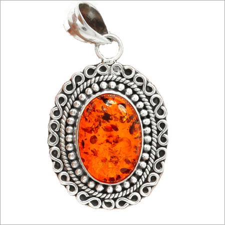 Sterling Silver Amber Pendant