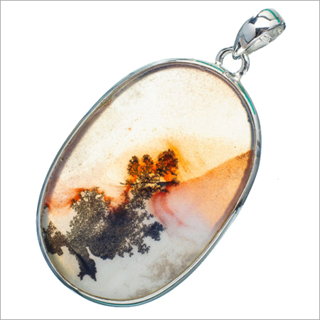 Silver Scenic Dendritic Agate Pendant