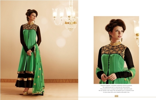 Embroidered Unstitched Dress - Georgette with Santoon Bottom, Chiffon Dupatta | Zircon, Patch & Stone Work, Full Sleeves, Party & Festival Wear
