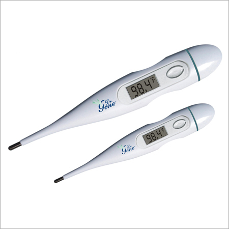 Digital Thermometer - ABS Plastic 13cm x 2.5cm Thermistor Sensor | LCD Display Fever Alarm Memory Function Backlight Flexible Tip