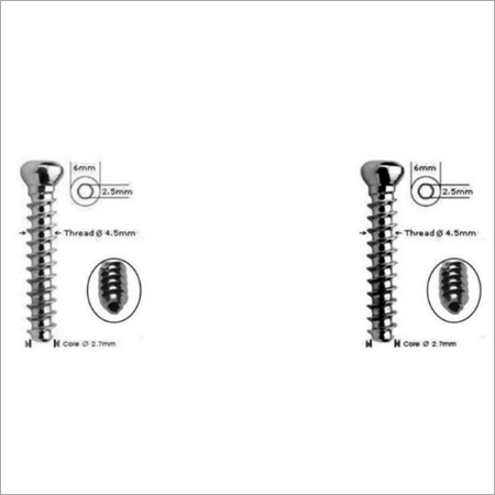 Cortex Cannulated Screw 4.5mm Dia Full Thread - Stainless Steel, 20-74mm, Self Tapping | Strong Fixation, Precise Placement, Cannulated Design