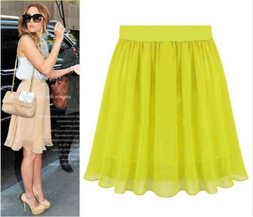 Gopche yellow chiffon regular wear women skirt