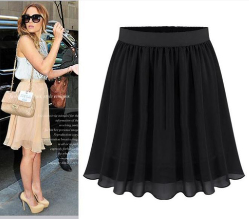 Gopche black chiffon regular wear women skirt