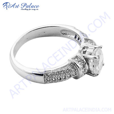 Designer Cubic Zirconia Stone Silver Ring