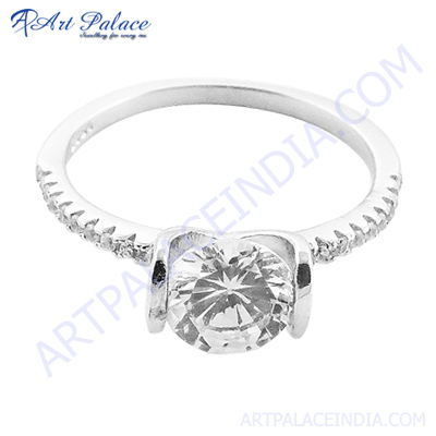 Designer Cubic Zirconia Stone Silver Ring