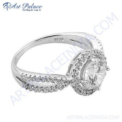 Designer Cubic Zirconia Stone Silver Ring