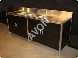 Commercial Sink With Cup Bord Cabinet (72x24x34+6) Power Source: Solar