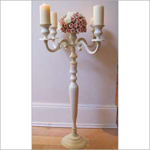 White Candle Stand - Iron Metal, 3 Feet Height, White, Glossy Smooth Finish | Curved Base, Multiple Arms, Contemporary Decorative Lighting
