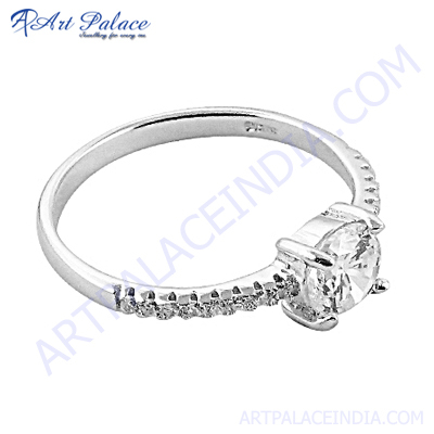 925 Silver Cubic Zirconia Round Ring  