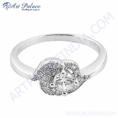 Silver Gemstone Round Ring