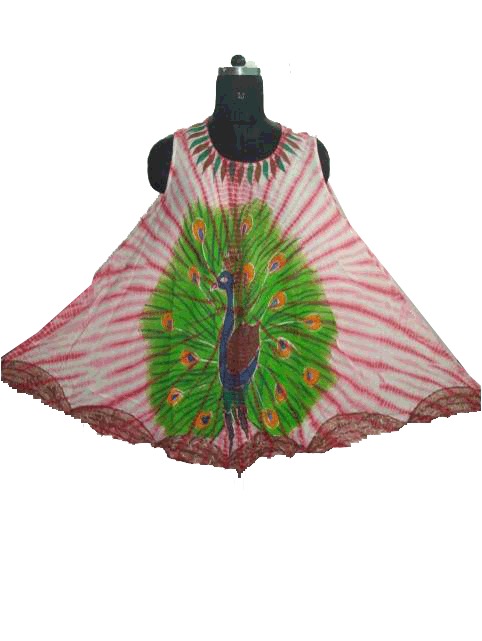 Designer Kurti - Cotton, 40 Inches, Pink | Stylish Peacock Print, Sleeveless, Shrink Resistant, Comfortable Fit