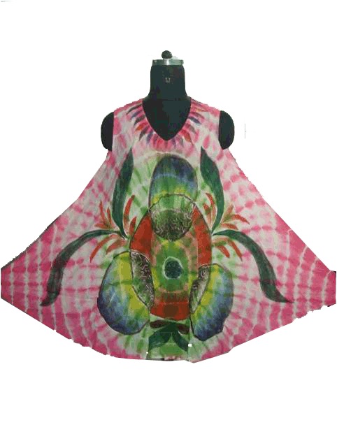 Designer Kurti - Cotton, Free Size, Pink | Tie-Dye Design, Soft Fabric, Comfortable Fit, Shrink Resistant