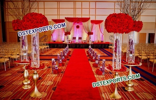 Wedding Crystal Aisle Way Pillars - Metal Base, 3.5-4 Feet, Built-In Lights | Elegant Design, Crystal Accents, Flawless Finish