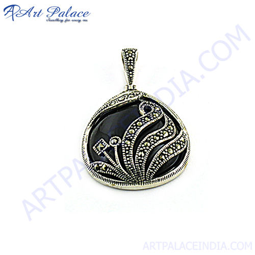 New Natural Marcasite Silver Pendant 