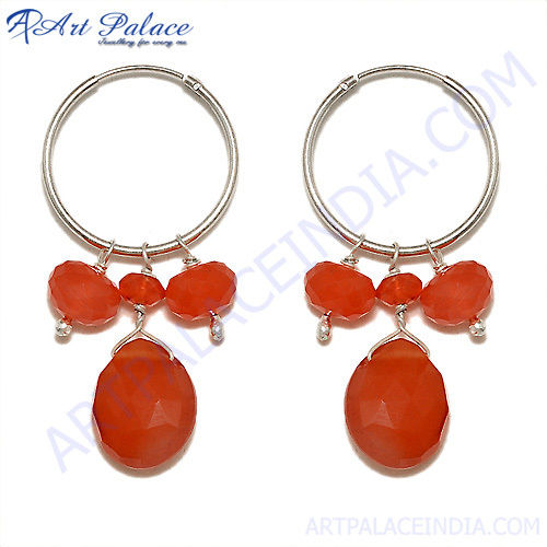 Fashionable Red onyx Gemstone Earring