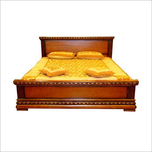 Wooden Bed - Solid Wood King Size, Polished Finish | Durable Frame, Stylish Tall Headboard, Easy Assembly