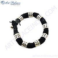 काला सफेद धागा चांदी का कंगन