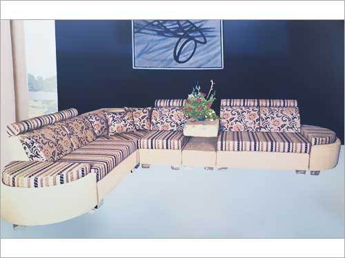 L-Shaped Sofa - Fabric & Wood, Brown, Varied Dimensions | Spacious Seating, Comfortable Cushions, Durable Frame, Easy Assembly