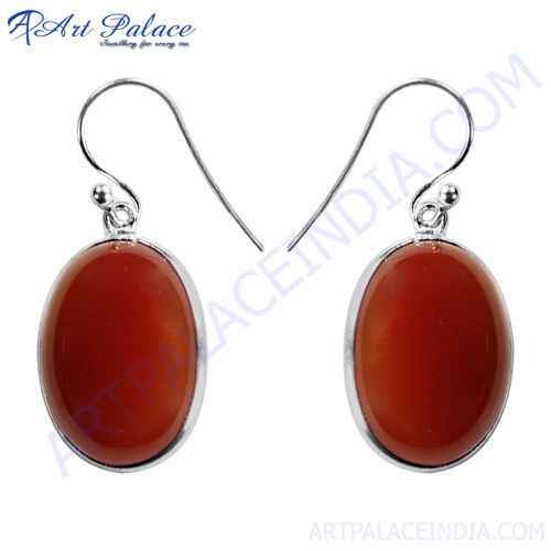 Designer Red Onyx Victorian Silver earrings