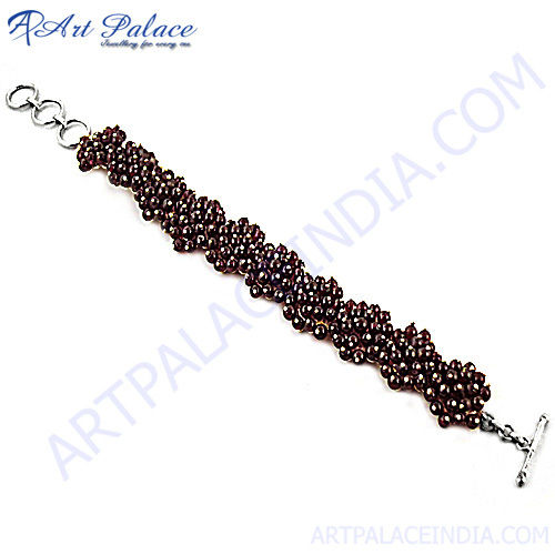 Brown Garnet Silver Braclet