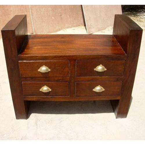 Dark Sideboard Cabinet - Sheesham Wood, 36x16x30 Inches, Dark Brown | Four Drawers, Brass Hardware, Handcrafted Design