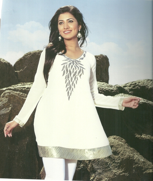 Designer Kurti - Chiffon, Knee-Length, Round Neck | Embroidered, Soft Fabric, Comfortable Fit, Stylish Design