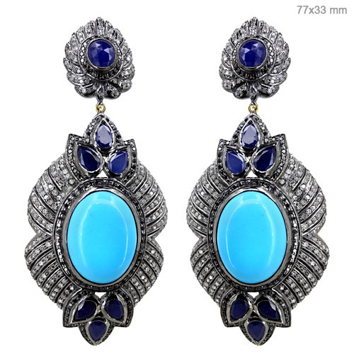 Gemstone Diamond Gold Earrings