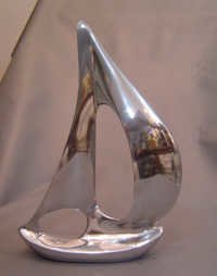 Toy Boat - Aluminum, 12 Inches, Silver Finish | Decorative Nautical Sculpture, Modern Design, Lightweight, Custom Finishing Options Available