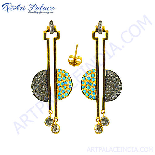 Diamond Gold Plated Silver Earrings