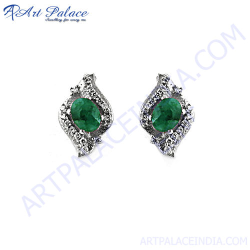 Silver Dazzling Gemstone Earrings