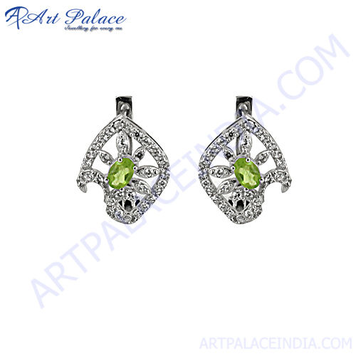 Stylish CZ & Peridot Silver Jewelry