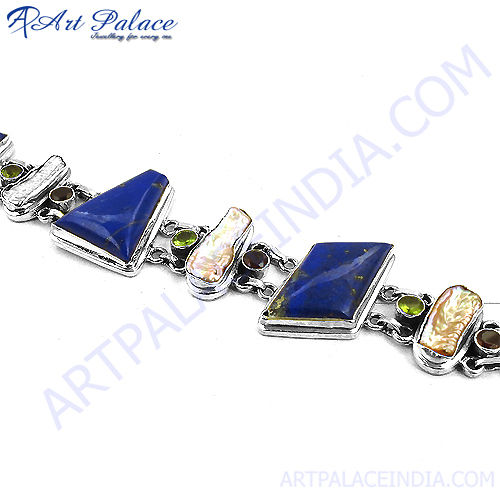 Multi Gemstone Silver Bracelet