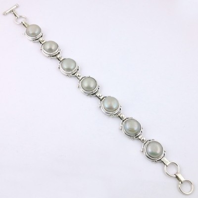  Simple Design Gemstone Silver Bracelet