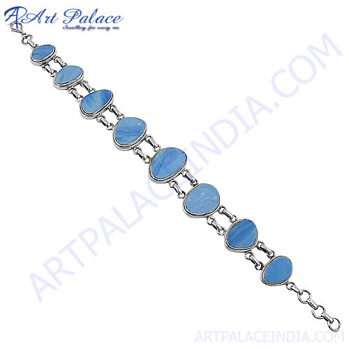 Pearl Terquoise Bazel Silver Bracelet
