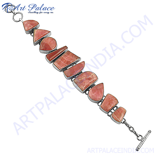 Rhodochrosite Silver Bracelet