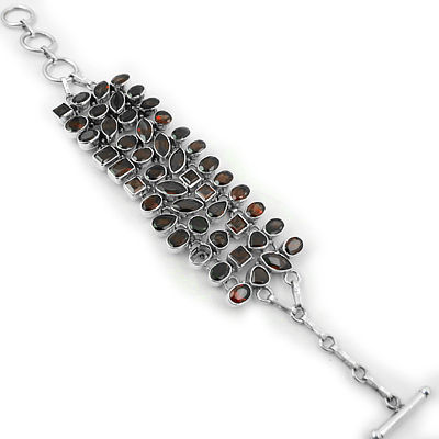 Indian Touch Garnet Silver Bracelet