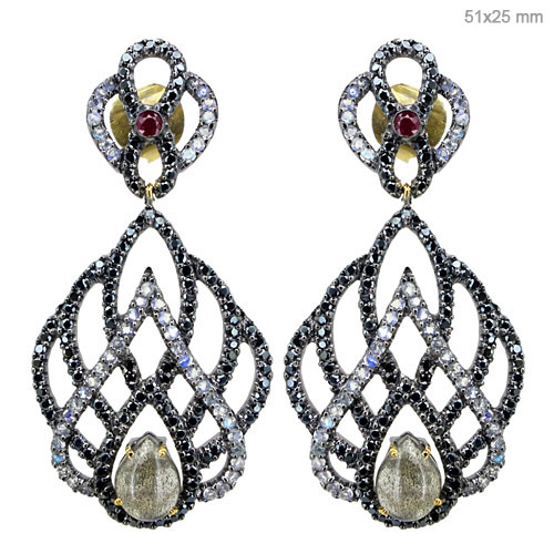 Diamond Gemstone Gold Earrings