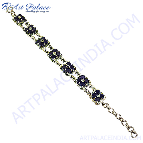 Blue Sandstone Marcasite Bracelet