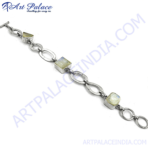 Rocking Style Moonstone Silver Bracelet