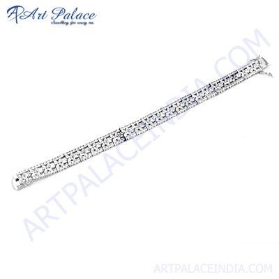 Simple Looking Cz Silver Bracelet